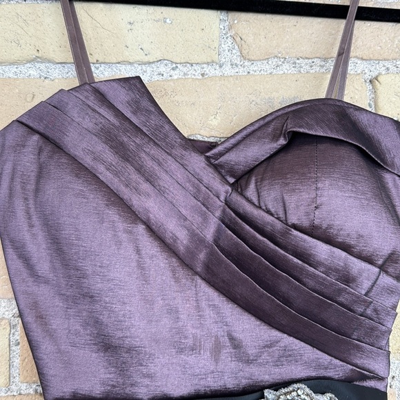 Max & Cleo Elegant Purple Dress with Embellished Waist - Picture 2 of 7